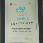 Certyfikat dla Ośrodka Pomocy Społecznej